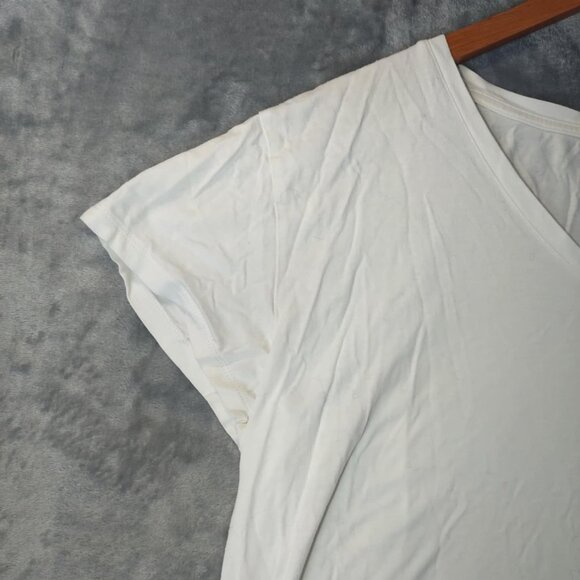 Girlfriend Collective Women M White V-Neck Tee Organic Cotton Blend Eco-friendly - Picture 4 of 6